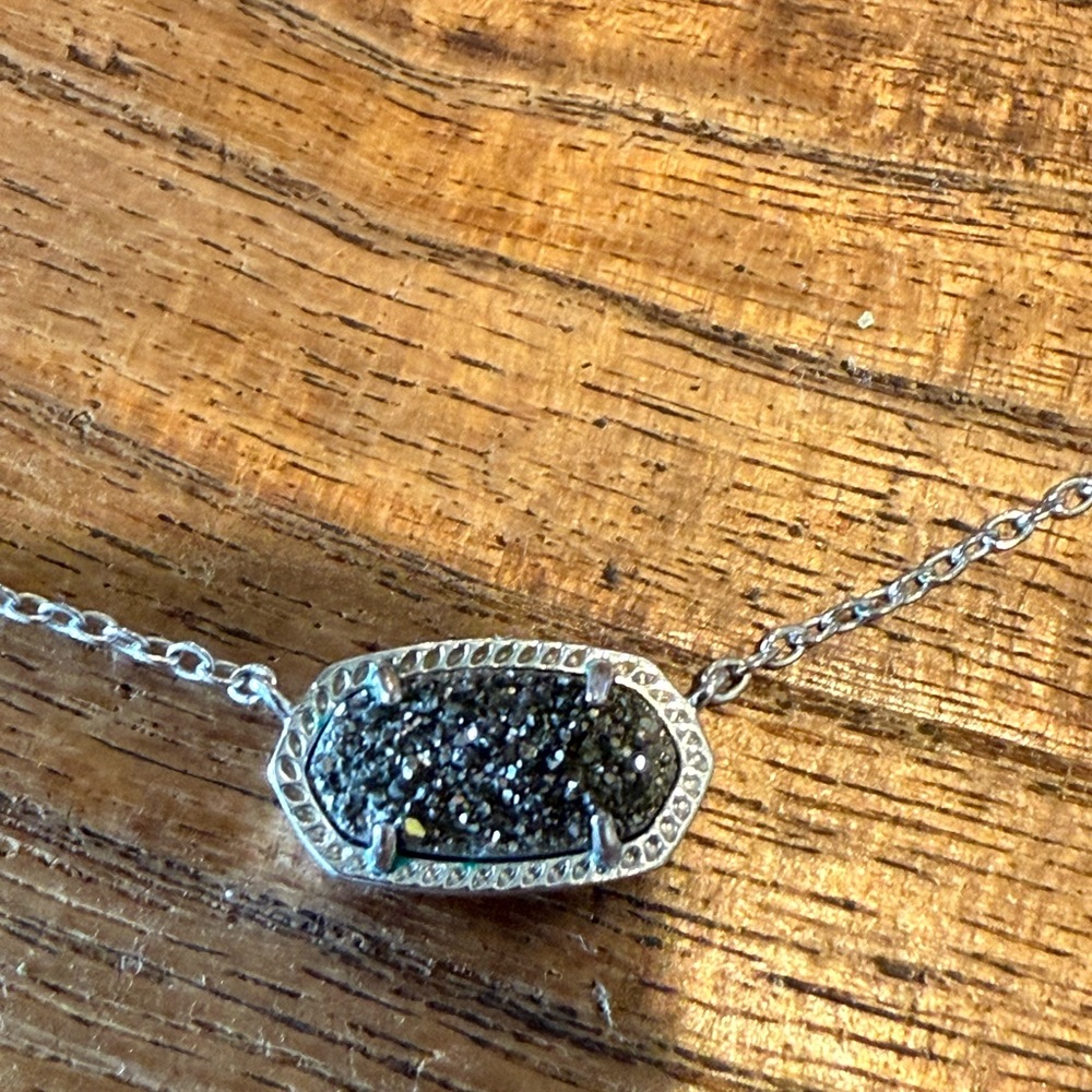 Kendra Scott Silver Druzy Pendant Necklace